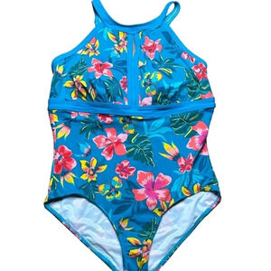 Land's End Women's Plus Size Floral One-Piece Swimsuit.  Sz: 16DD